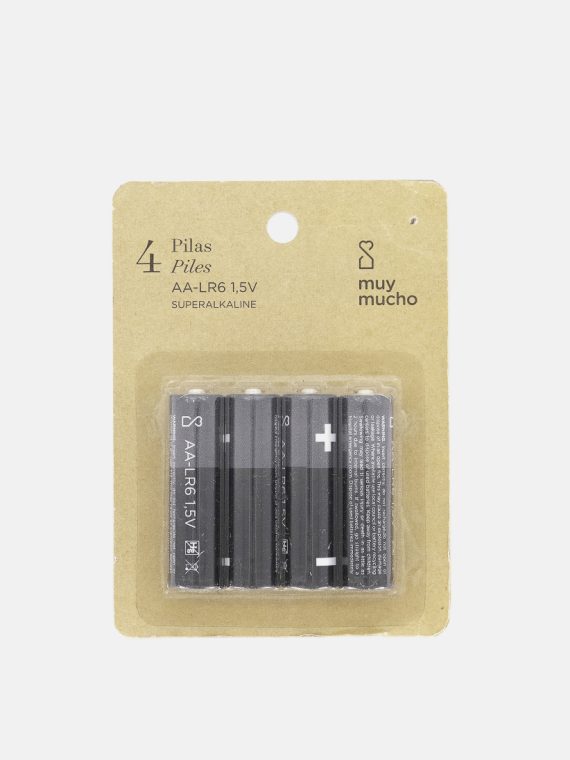 4 Pcs AA-LR6 Batteries Pack Black/Grey