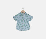 Baby Boys Palm-Print Button-Up Cotton Shirt Barely Blue