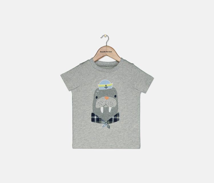 Baby Boys Walrus-Print T-Shirt Chrome Heather