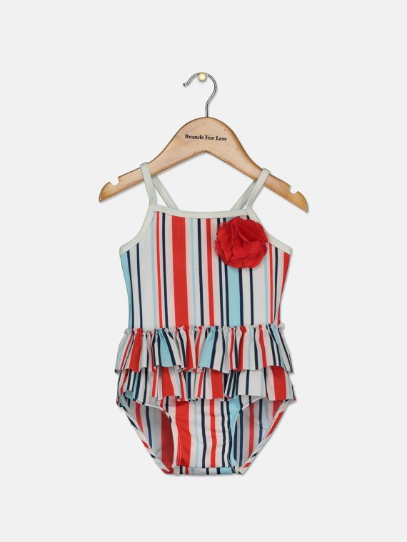 Baby Girls 1-Pc. Striped Swimsuit Cherry Top