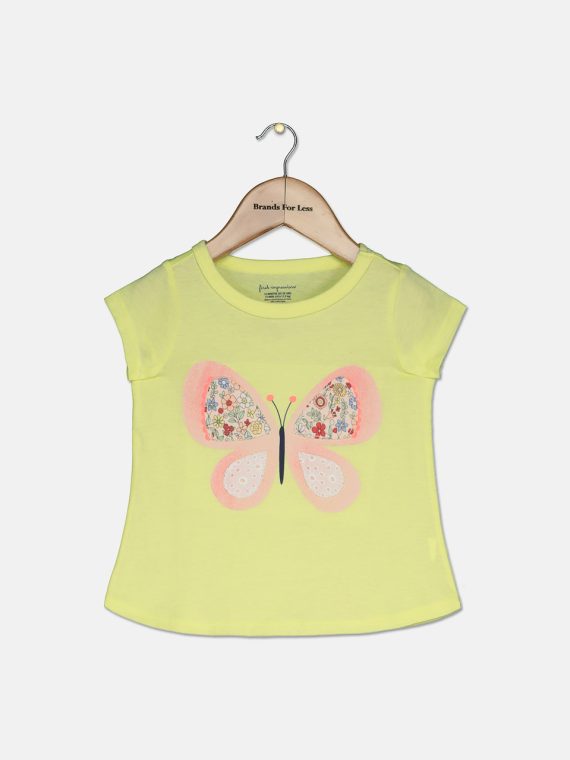 Baby Girls Butterfly-Print Cotton T-Shirt Sun Drop