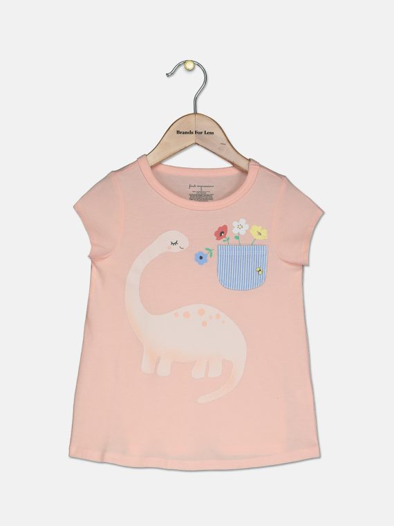 Baby Girls Dinosaur-Print Cotton T-Shirt Whipped Berry