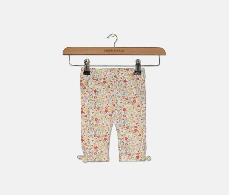 Baby Girls Floral-Print Keyhole Capri Pants Pale Blush