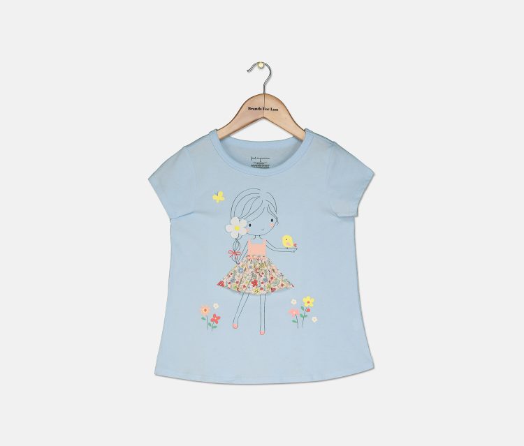 Baby Girls Flower Girl-Print Cotton T-Shirt Spring Lilac