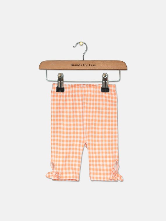 Baby Girls Gingham-Print Capri Pants Bright White/Orange