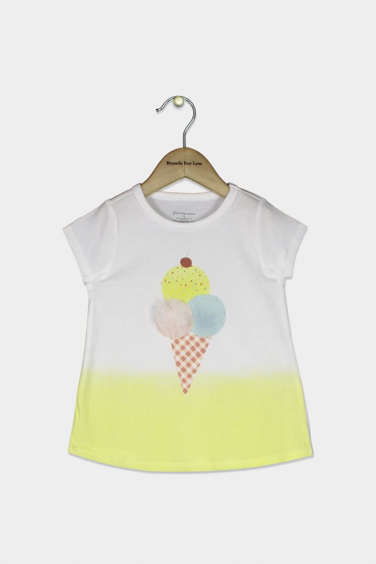 Baby Girls Ice Cream-Print T-Shirt Bright White