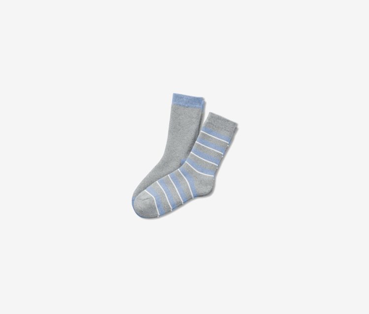 Boys Striped 2 Pairs of Soft Socks Gray