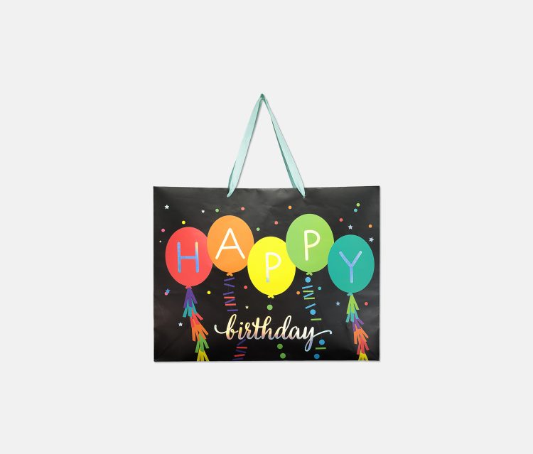 Happy Birthday Gift Bag Set Black Combo