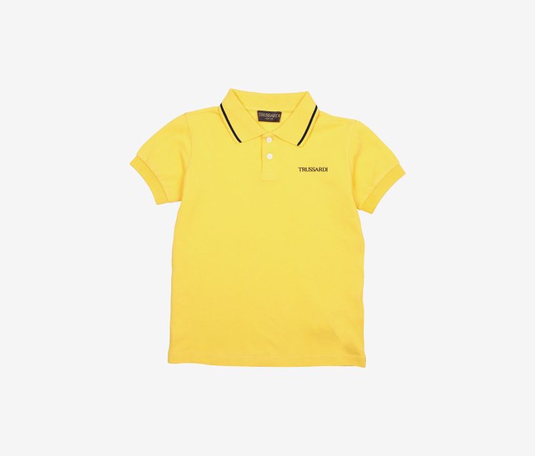 Kids Boys Embossed Brand Print Polo Shirt Yellow