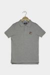 Kids Boys Embroidered Logo Short Sleeve Polo Shirt Melange Grey