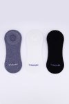 Mens 3 Pack Round Invisible Socks Dark Grey/White/Navy