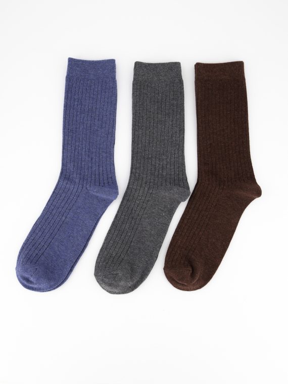 Mens 3 Pairs Formal Socks Maroon/Grey/Blue