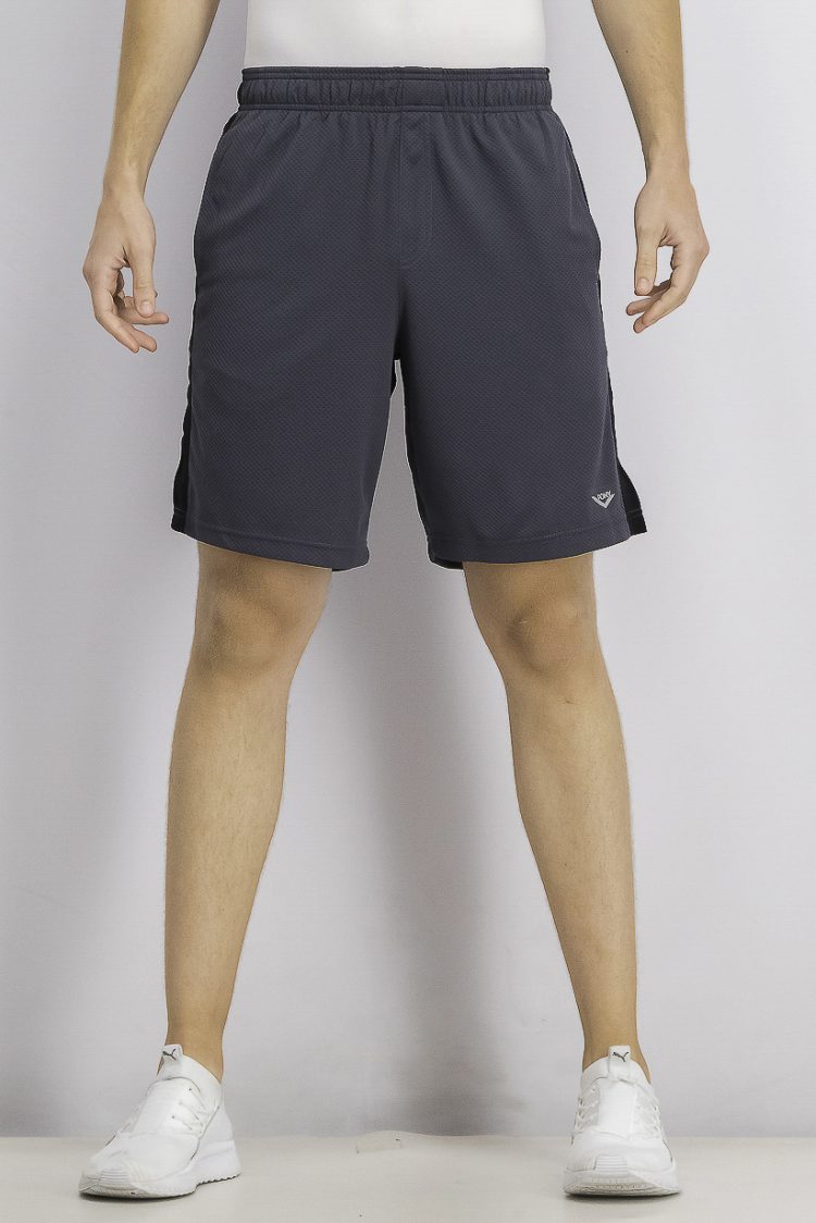 Mens Comfort Fit 9 Inseam Shorts Grey/Black