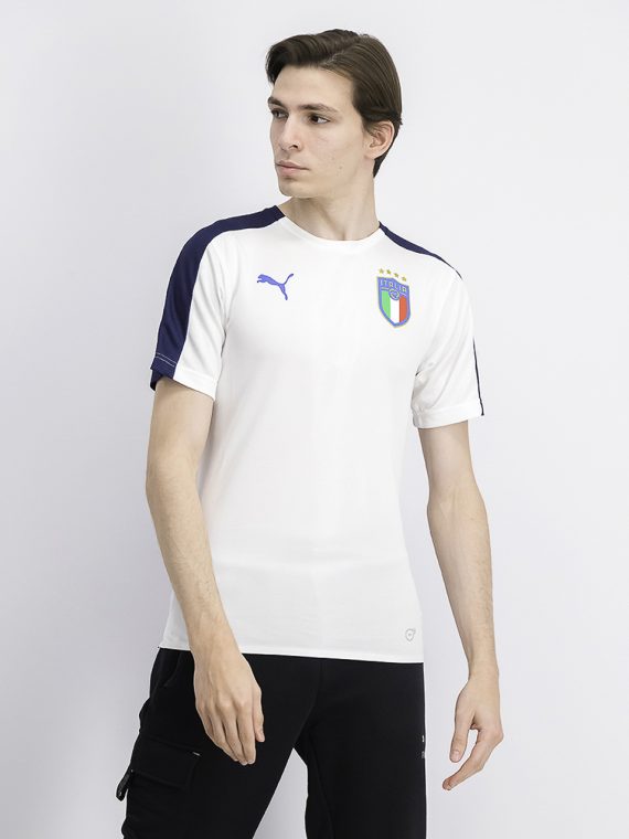Mens FIGC Italia Stadium T-Shirt White/Power Blue