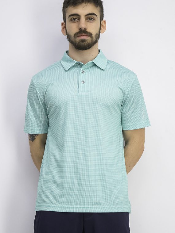 Mens Gingham Golf Polo Simply Green