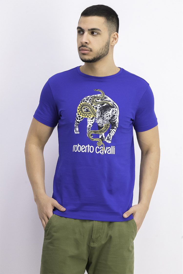 Mens Graphic Print T-Shirt Blue Combo