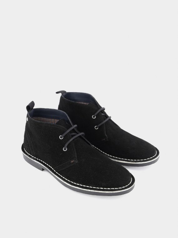 Mens Logan Mod Casual Shoes Black Suede