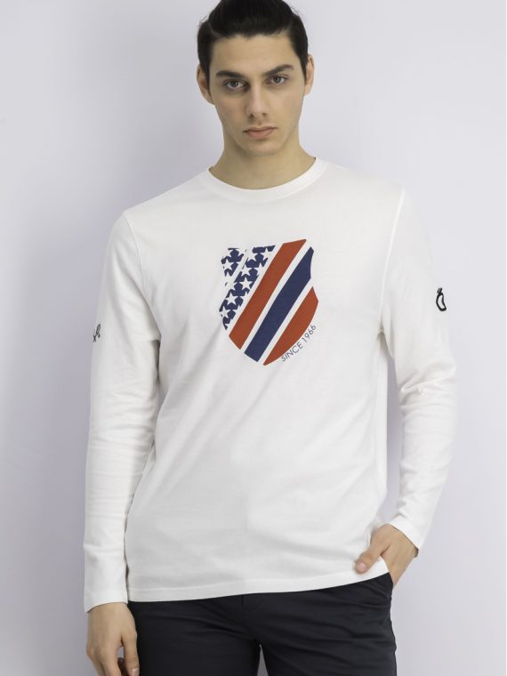 Mens Logo Graphic Long Sleeves Shirts White