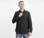 Mens Long Sleeve Plan-A Casual Shirt Black