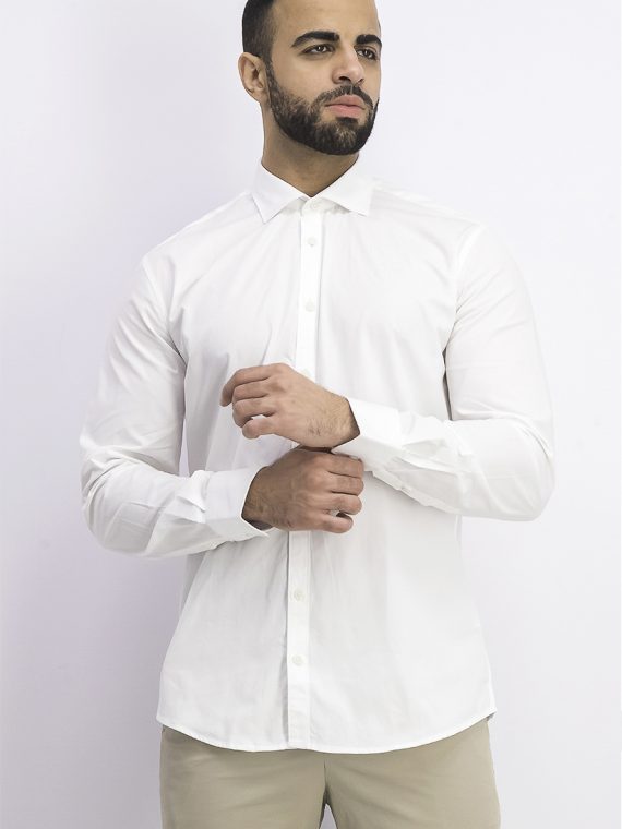 Mens Regular Fit Long Sleeve Casual Shirt White