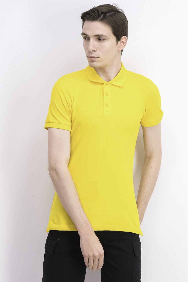 Mens Short Sleeve Polo Shirts Yellow