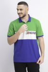 Mens Sport Moisture Wicking Polo Shirt Green Combo