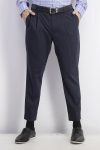 Mens Straight Fit Cropped Pleated Pants Navy