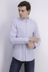 Mens Stripe Slim Fit Long Sleeves Shirt White/Blue