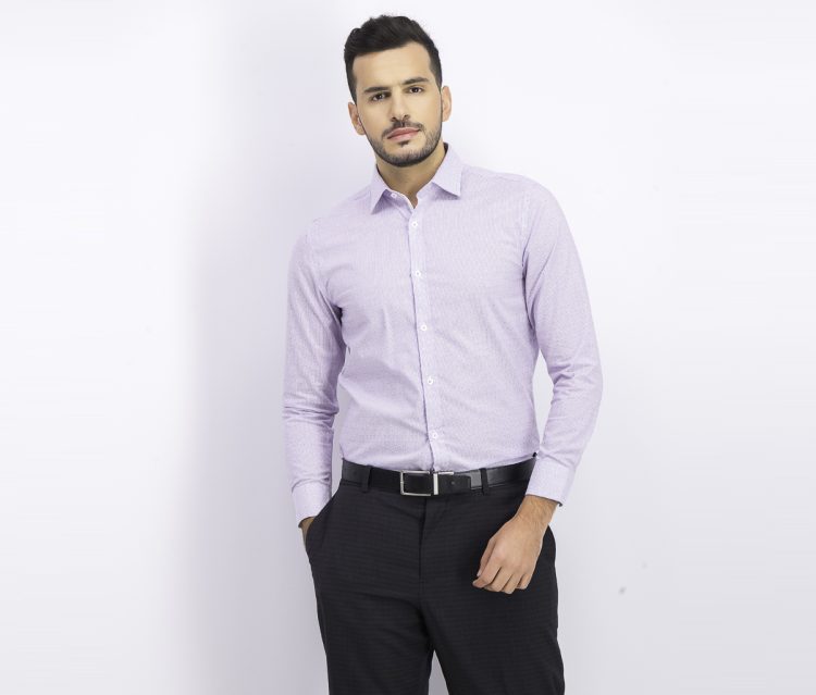 Mens Ultimate Slim-Fit Non-Iron Performance Stretch Dress Shirt Purple