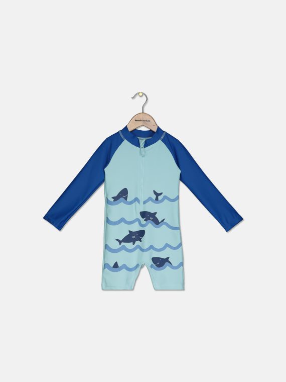 Toddlers Baby Boys 1 Pc Wave Rash Guard Turquoise