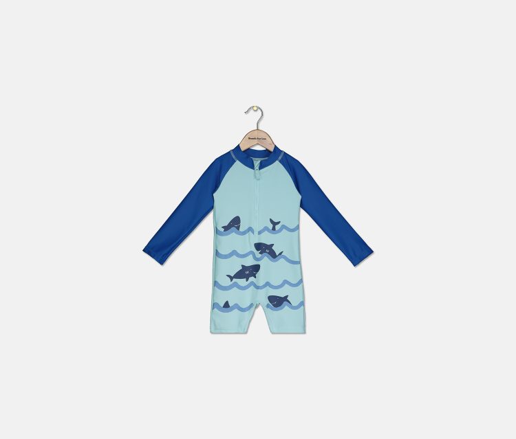 Toddlers Baby Boys 1 Pc Wave Rash Guard Turquoise