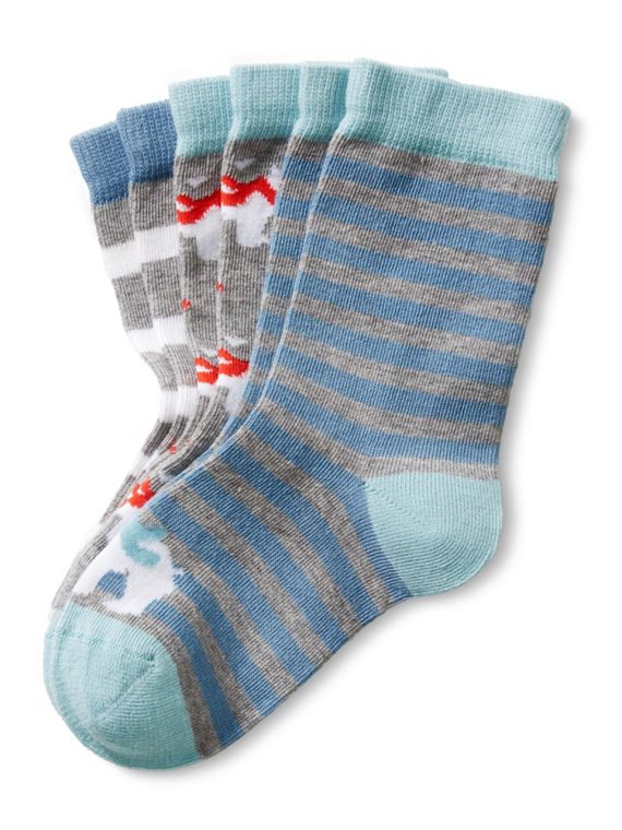 Toddlers Socks Set of 3 Grey/Blue/Red