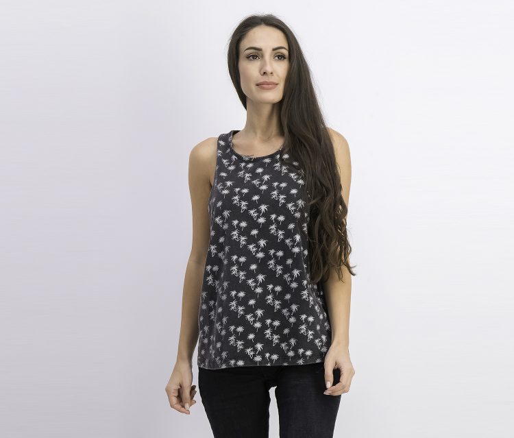 Womens All Over Print Top Black Combo