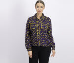 Womens Allover Print Blouse Navy/Yellow.Red