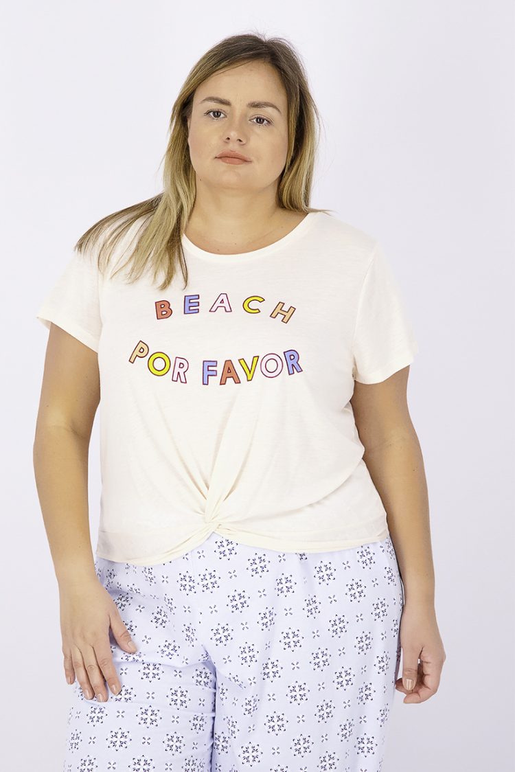 Womens Beach Por Favor Comfy Pajama Top Peach