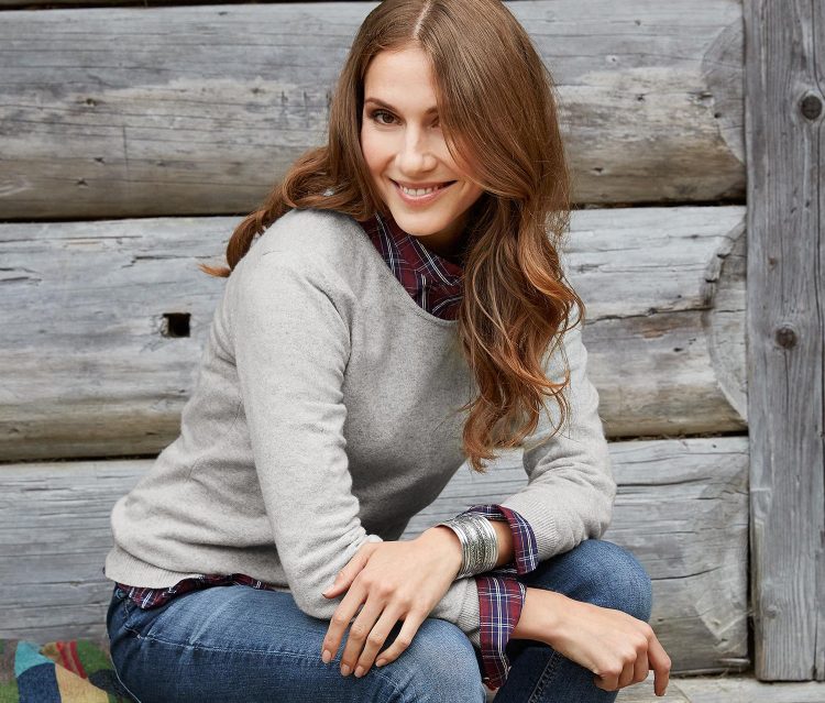 Womens Cashmere Pullover Heather Gray