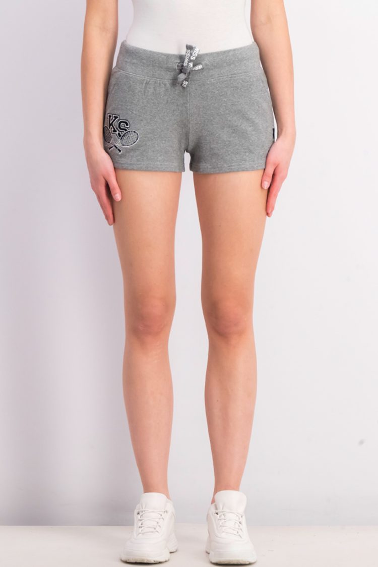 Womens Embroidered Sweat Short Heather Grey
