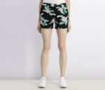Womens Floral Mid-Rise Twill Shorts Black Combo