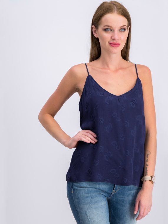 Womens Floral Pattern Top Navy