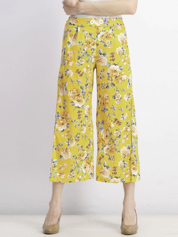 Womens Floral Print Culottes Yellow