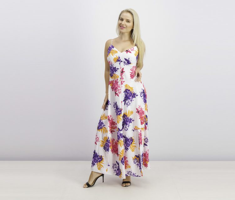 Womens Floral-Print Maxi Dress Tropical Garden