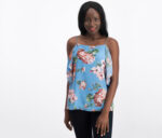 Womens Floral Print Sleeveless Top Blue Combo