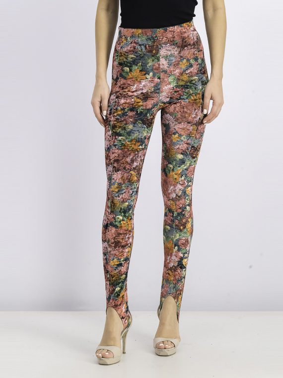 Womens Floral Printed Pull-On Leggings Maroon Combo