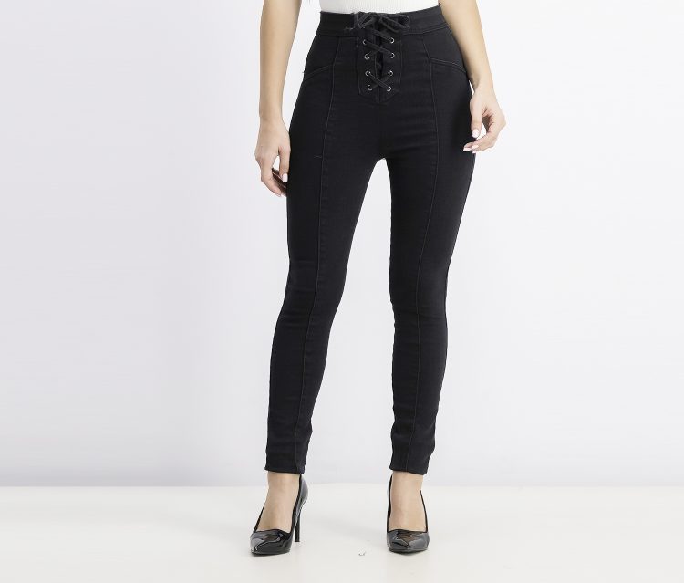 Womens High Waist Skinny Jeans Black