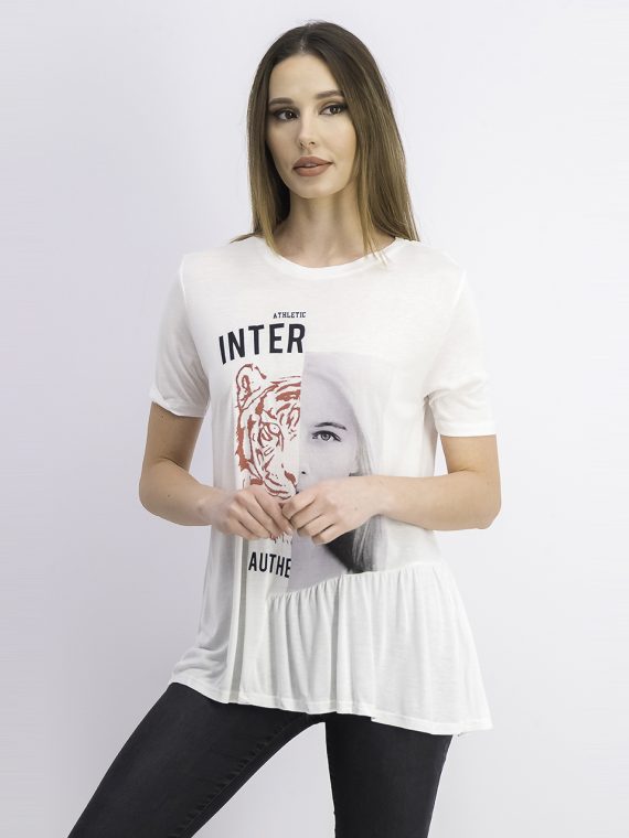 Womens Inter Graphic Tops White