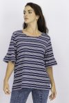 Womens Jerseyshirt Top with Frill Sleeves Navy Blue
