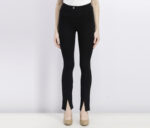 Womens Knit Trousers with Vent Black