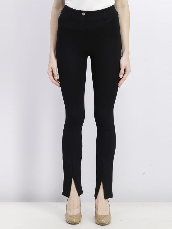 Womens Knit Trousers with Vent Black