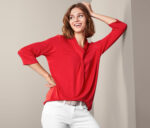 Womens Knot Neckline Top Red