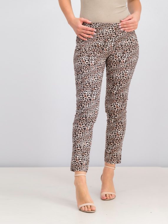 Womens Leopard Cotton Trouser Black/Beige
